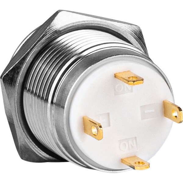 Main product image for SPST NO Momentary 16mm Stainless Steel Tamper/Waterproof Raised Push Button Switch with Blue Ring